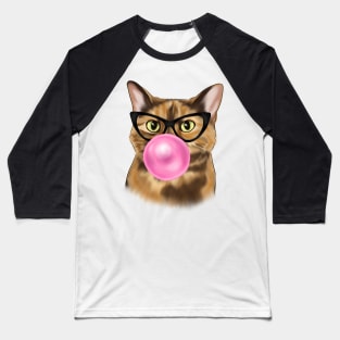 Cat Blowing Bubble Gum Baseball T-Shirt